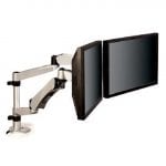 3M Easy Adjust Desk Mount Dual Monitor Arm, Space Saving Design, Monitors Up to 20 lbs and <= 27 in, Silver, MA265S